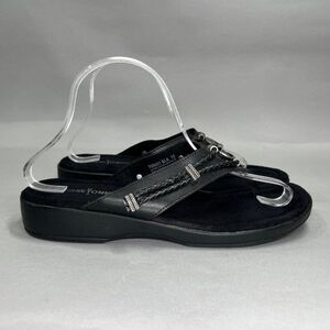 Minnetonka Black Women's Leather‎ Flip Flops Size 10